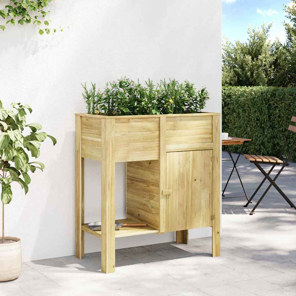 Macetero Alto Marrón Madera De Pino Impregnada_3