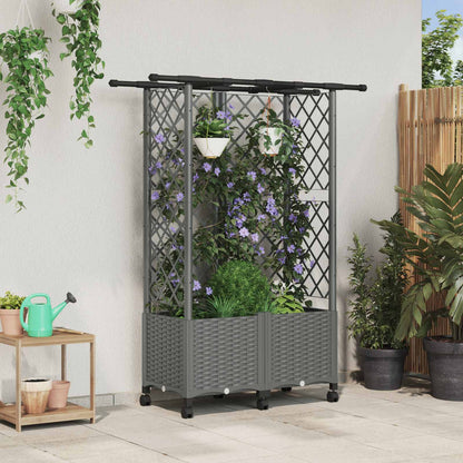 Cama Elevada Con Trellis Y Techo Gris Claro 124 X 40 X 142 Cm_1
