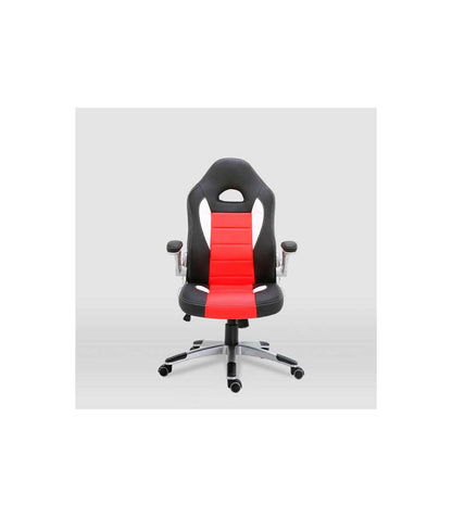 Silla De Escritorio Victoria En Negro Y Rojo. Alto: 112-120, Ancho: 70, Fondo: 51_5