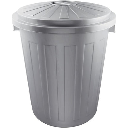 Cubo De Basura / Papelera Polivalente Con Tapa Cerrable, Muy Grande, Plástico Resistente (pp), 50 L, Mats, Plateado_0