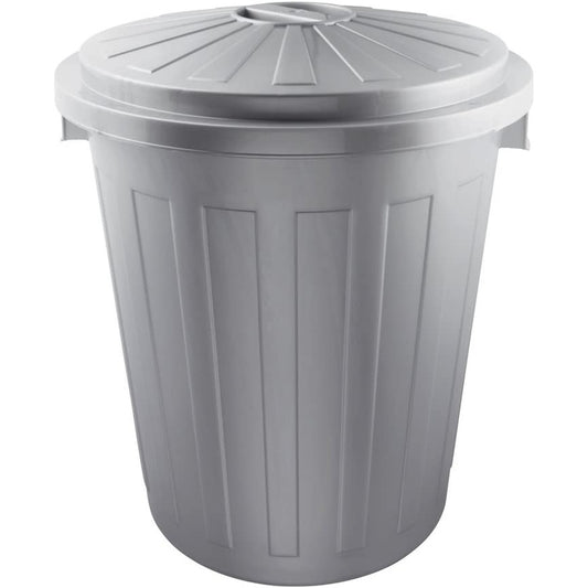 Cubo De Basura / Papelera Polivalente Con Tapa Cerrable, Muy Grande, Plástico Resistente (pp), 50 L, Mats, Plateado_0