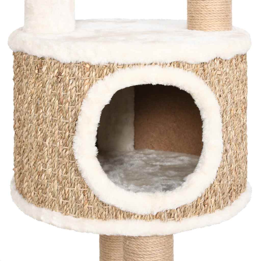Árbol Para Gatos Cojín Lujo Poste Rascador Hierba Marina 148 Cm_5