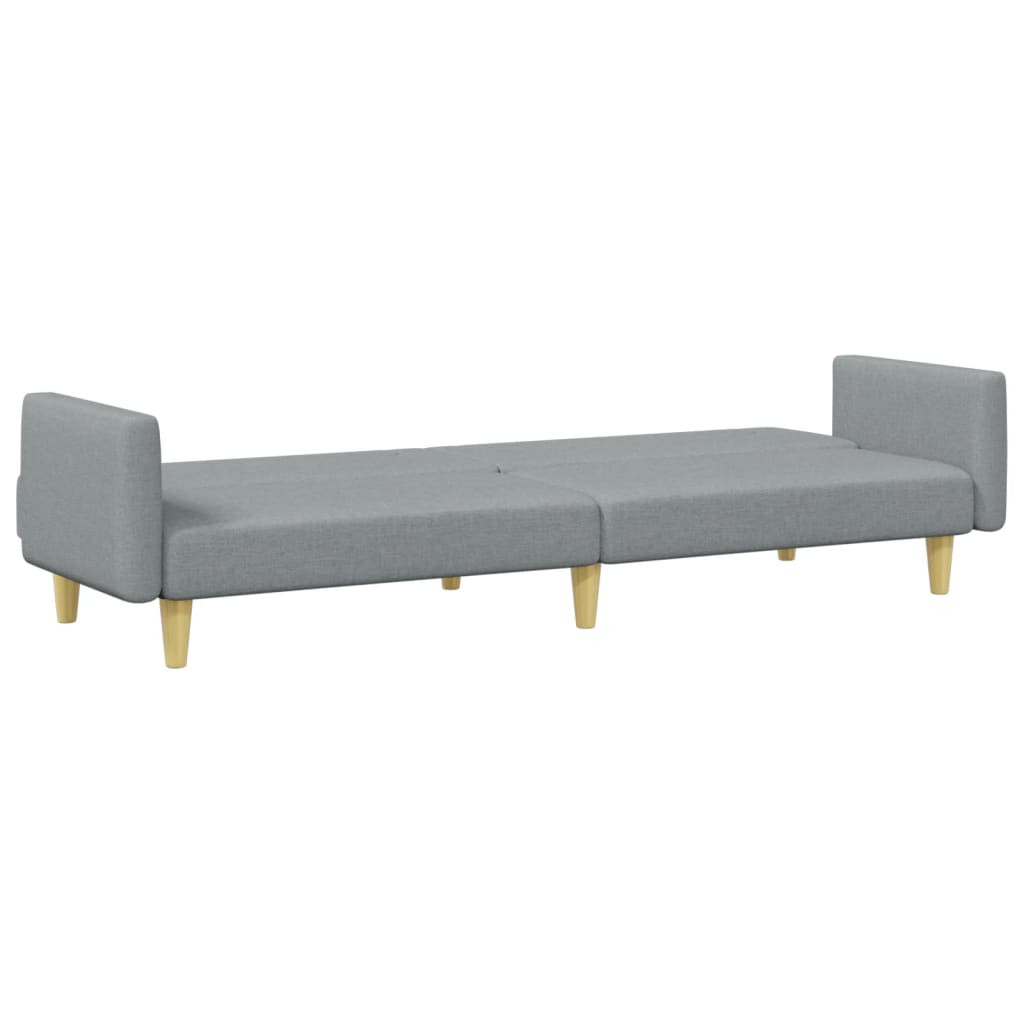 Sofá Cama De 2 Plazas Con Taburete Tela Gris Claro / Vetonek_2