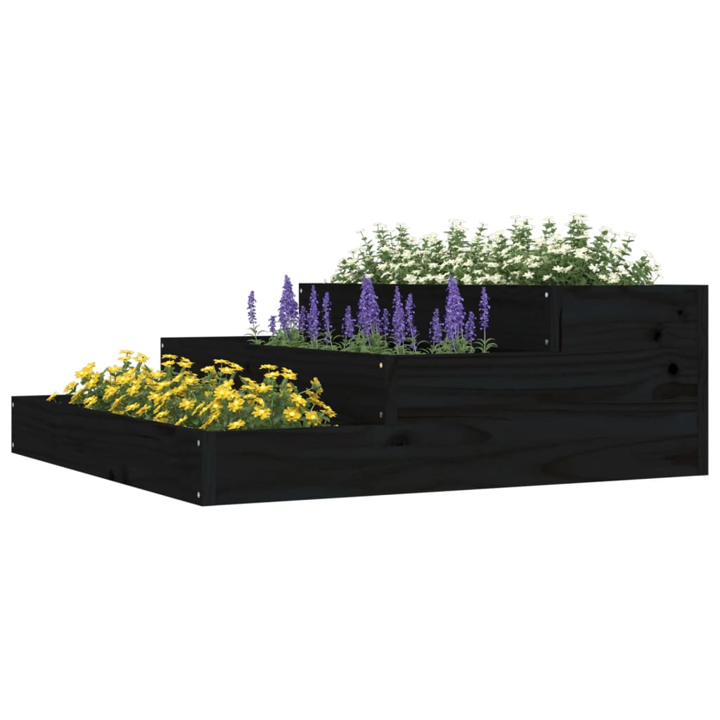 Jardinera De Madera Maciza De Pino Negro 78x78x27 Cm_2