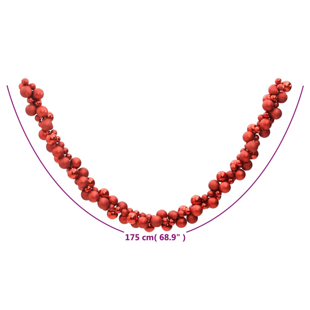 Vidaxl Corona De Bolas De Navidad Poliestireno Rojo 175 Cm_2