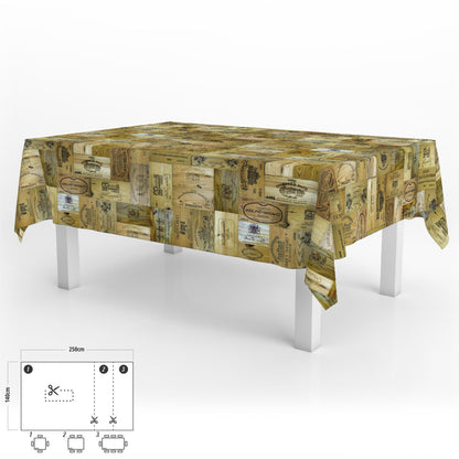 Mantel Hule Rectangular Tablones Vino Impermeable Antimanchas Pvc 140x250 Cm.  Recortable Uso Interior Y Exterior_0