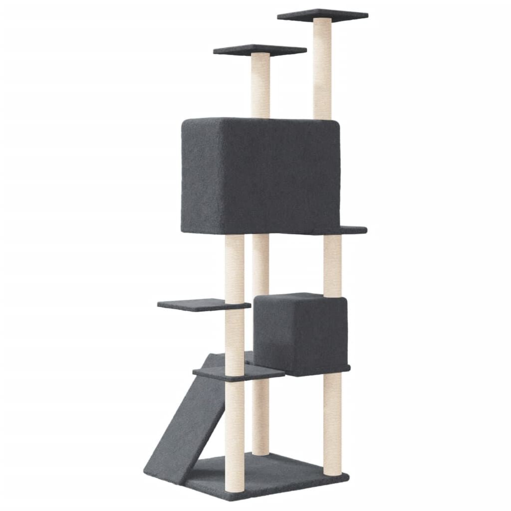 Vidaxl Rascador Para Gatos Con Postes De Sisal Gris Oscuro 153 Cm_4