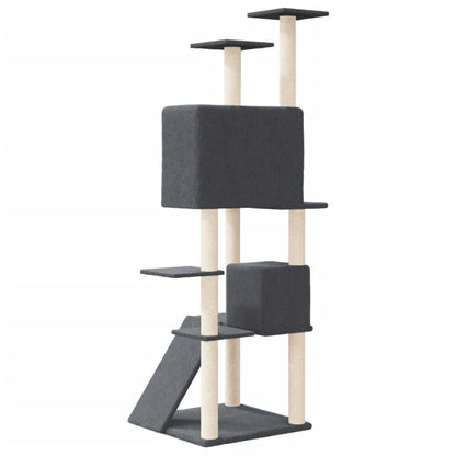 Vidaxl Rascador Para Gatos Con Postes De Sisal Gris Oscuro 153 Cm_4