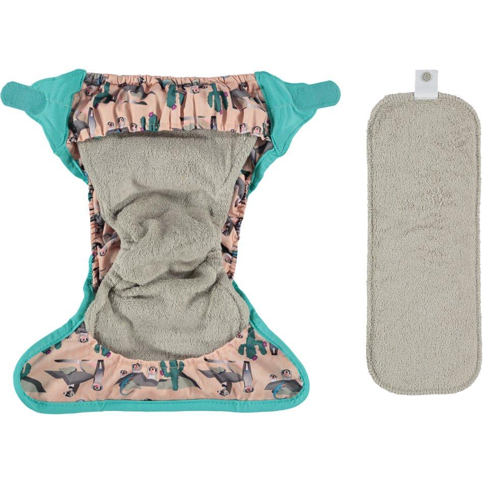 Fralda de pano pop-in Bamboo Ferret com velcro para pais