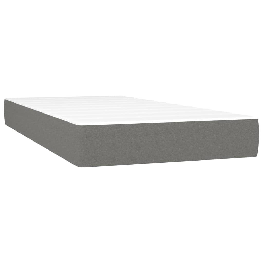 Cama Box Spring Colchón Y Luces Led Tela Gris Claro 200x200 Cm / Vetonek_3