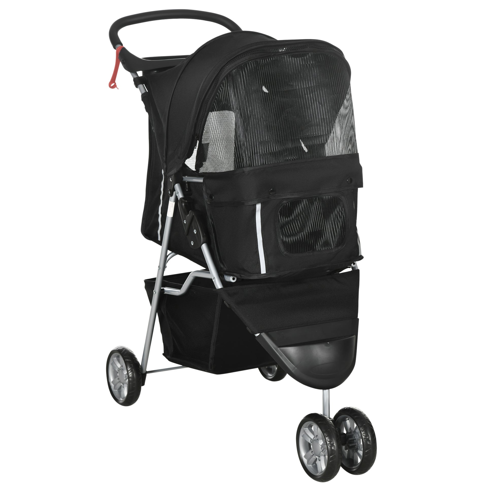 Pawhut Carrito Para Perros Plegable Con Cesta De Almacenaje 75x45x97 Cm Negro_0