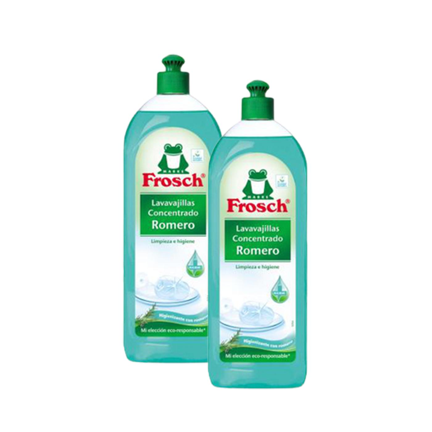 Embalagem de 2 detergentes para máquina de lavar louça Frosch de 750 ml com alecrim