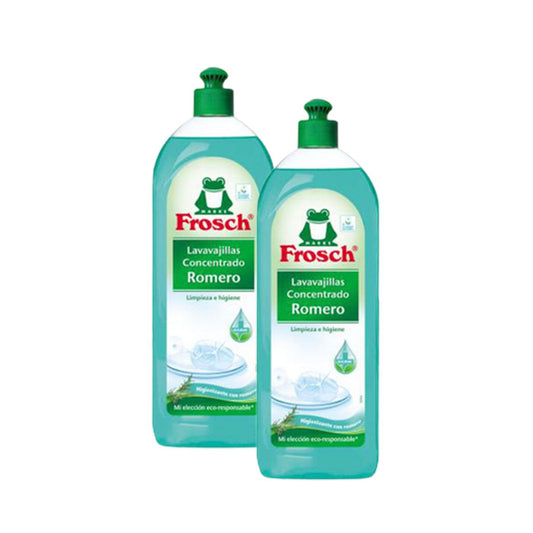 Embalagem de 2 detergentes para máquina de lavar louça Frosch de 750 ml com alecrim