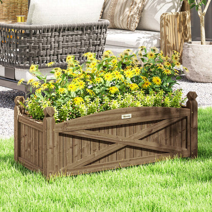 Outsunny Jardinera De Madera Elevada Para Plantas Flores Hierba 90x39x37 Cm Café_1