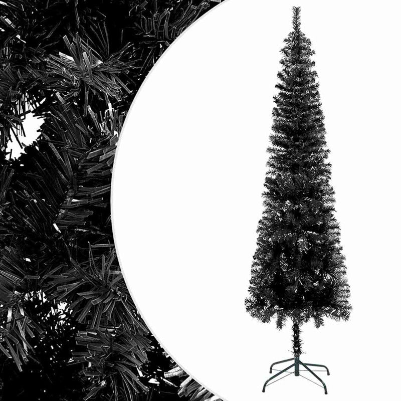 Vidaxl Árbol De Navidad Delgado Con Luces Y Bolas Negro 120 Cm_1