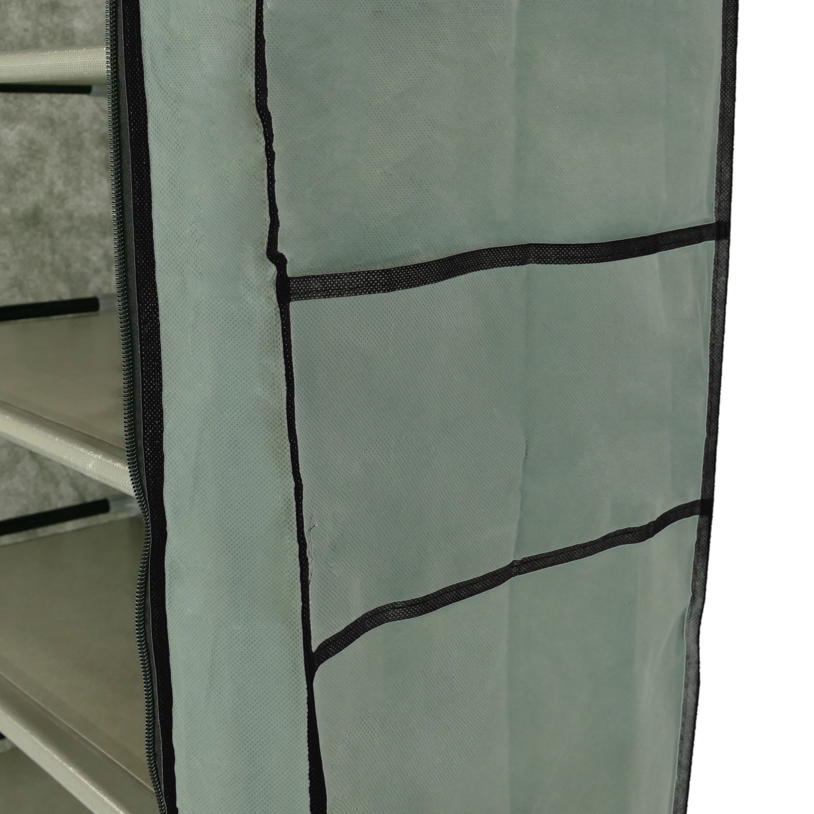 Armario Ropero Y Zapatero De Tela Desmontable 60 X 30 X 128 Cm Gris Con Puerta Enrollable_4
