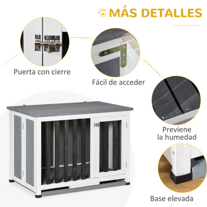 Pawhut Jaula Para Perros En Casa Plegable 84,5x51,4x61 Cm Techo Abatible Gris_5