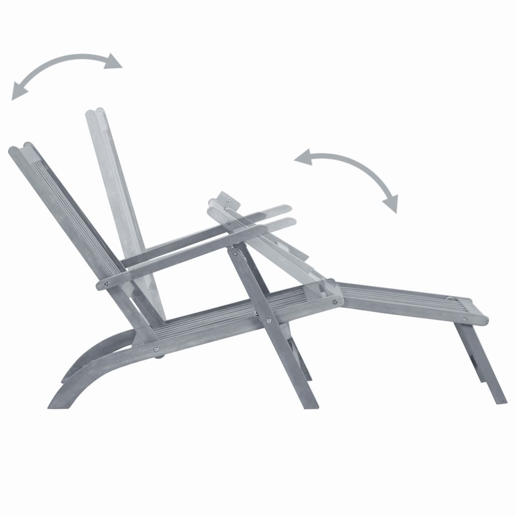 Tumbona De Jardín Con Reposapiés Madera Acacia Gris Deslavado_2