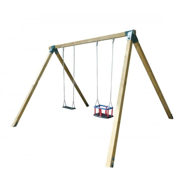 Columpio Doble De Madera Masgames Vega (asientos Mixtos) Superficie De Arena, Tierra O Cesped._0
