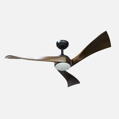 Ventilador Dc Janubi 22w Negro/roble 3 Aspas 132d Reg. Intensidad 2350lm 3000k-6000k C/remoto, Timer, Mem._1