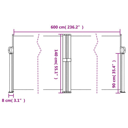 Vidaxl Toldo Lateral Retráctil Verde Oscuro 140x600 Cm_2