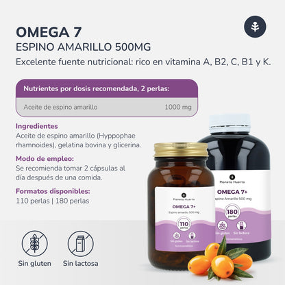 Ómega 7 Espinheiro Marítimo Planeta Huerto 180 Pérolas
