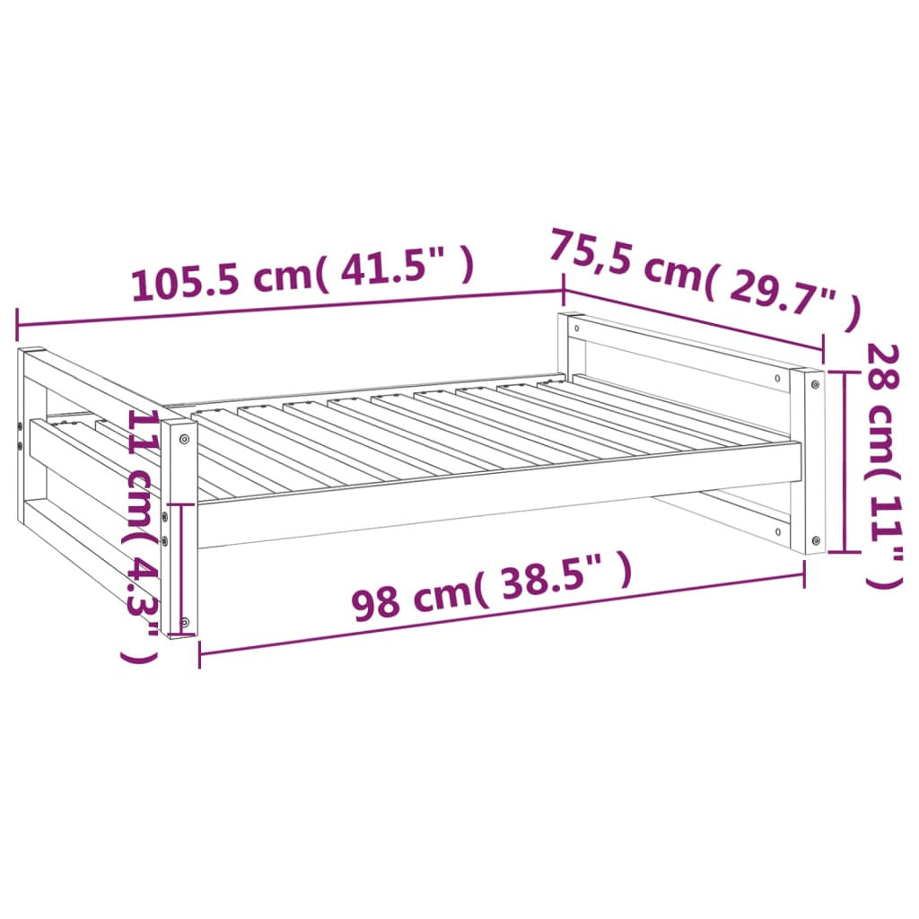 Vidaxl Cama Para Perros Madera Maciza De Pino 105,5x75,5x28 Cm_2