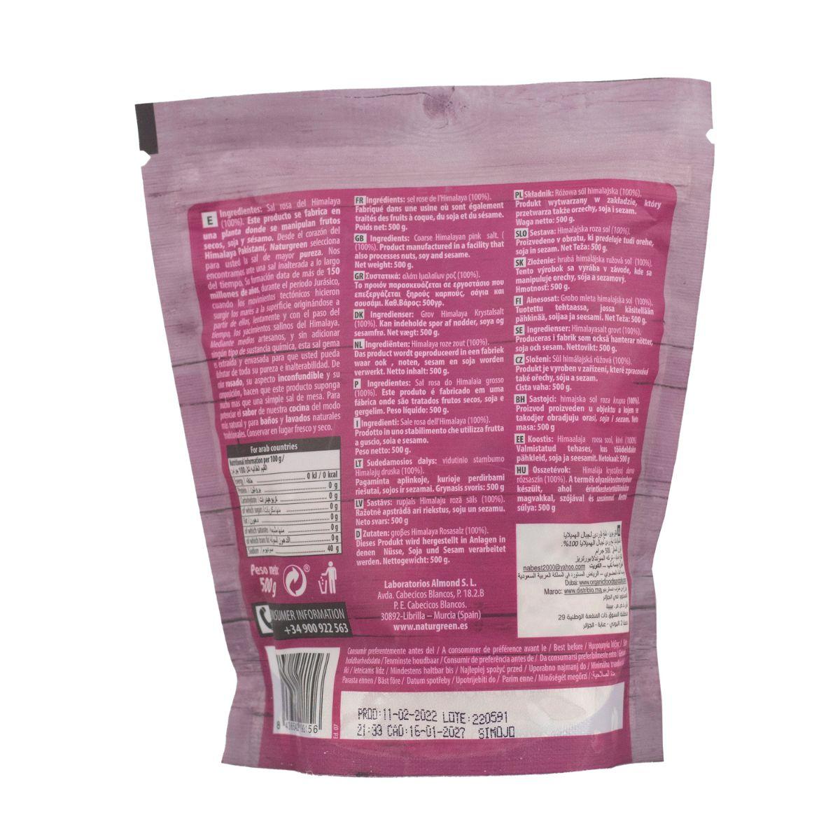 Sal rosa grosso do Himalaia Naturgreen 500 g