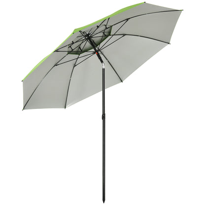 Outsunny Sombrilla De Playa Ø185x205 Cm Con Techo Doble Ángulo Ajustable Verde_0