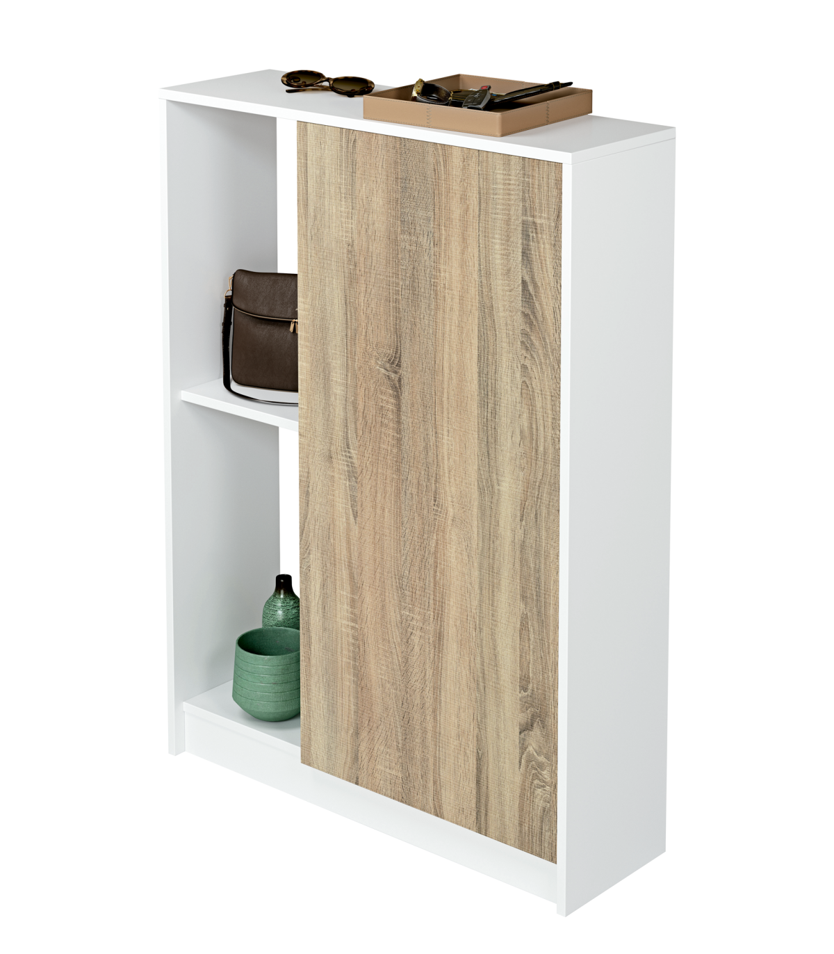 Zapatero Neo Una Puerta Y Dos Huecos Acabado Blanco/cambrian, 110 Cm(alto)80 Cm(ancho)25 Cm(fondo)_1