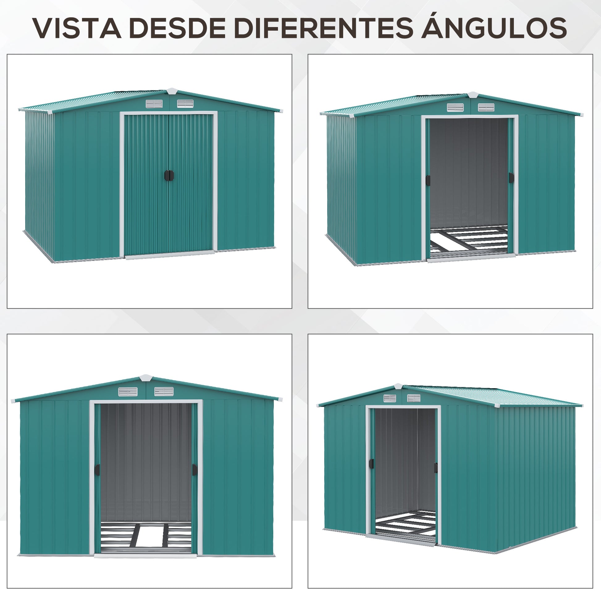 Outsunny Cobertizo De Jardín 260x206x179cm 4,7m² Metálico Con Puertas Correderas_5