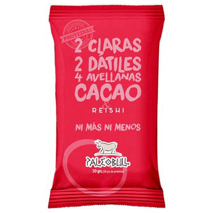 Barra energética PaleoBull de tâmaras, avelãs, reishi e cacau, 50 g