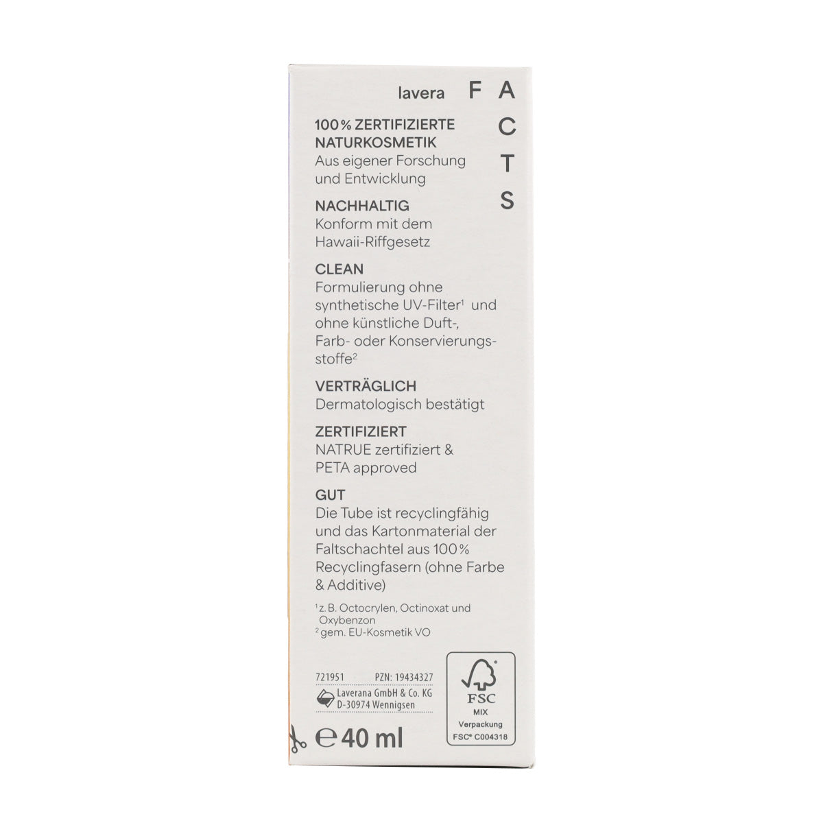 Fluido Solar Facial FPS 50 Lavera 40 ml