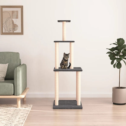 Rascador Para Gatos Con Postes De Sisal Gris Oscuro 149 Cm_1