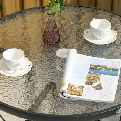 Outsunny Mesa De Jardín Redonda Ø80x72 Cm Con Agujero Para Sombrilla Negro_3