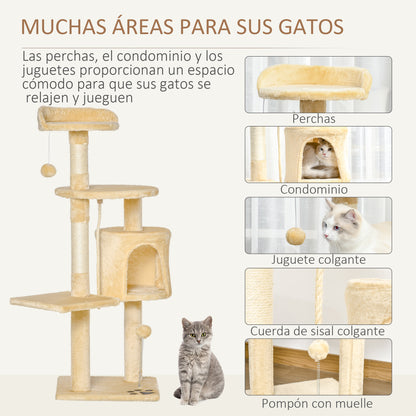 Pawhut Árbol Para Gatos Rascador Grande Con Plataformas Casetas Bolas De Juego_4