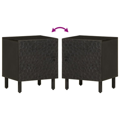 Mesita De Noche De Madera Maciza De Mango Negra 40x33x46 Cm_4