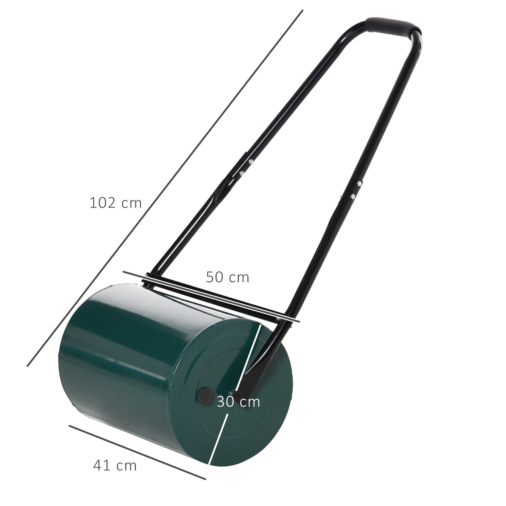 Outsunny Rodillo Para Césped Ancho 50cm Ø30cm De 30l Con Mango En U Verde Oscuro_2