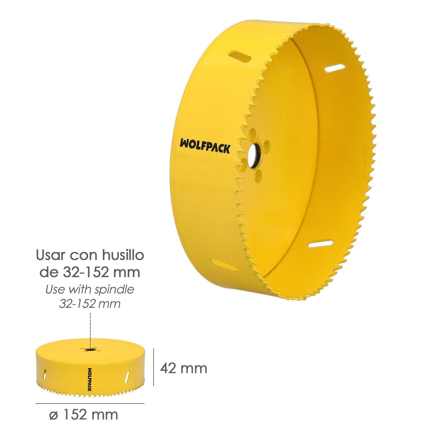 Corona Sierra Bimetal Ø 152 Mm. Templado Termico, Base Reforzada. Corona Madera, Broca Agujeros Madera, Acero, Hierro, Plasticos