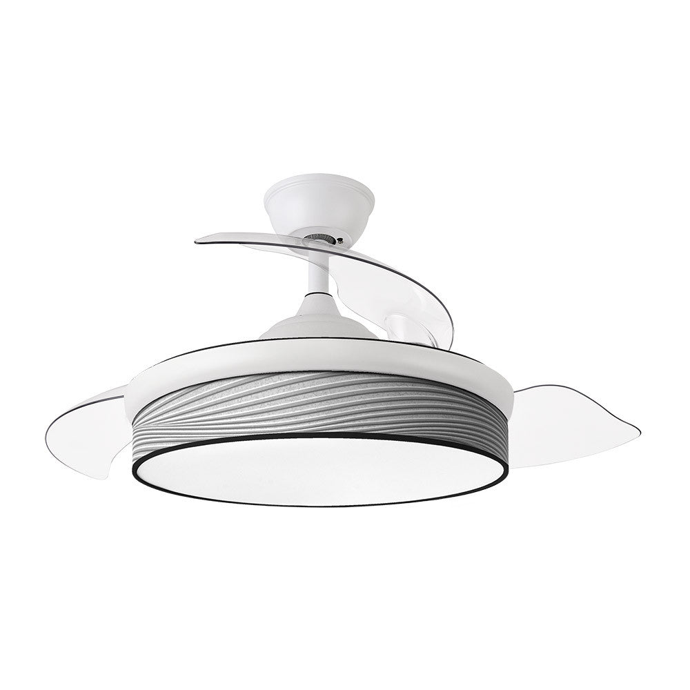 Ventilador Dc Moda 72w Blanco/surco Gris 91d 3aspas 7200lm 3000-4000-6000k Remoto+ Memoria+ Temporizador_1