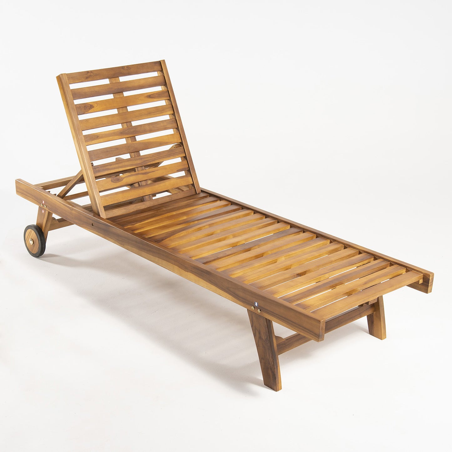 Tumbona Para Jardín Con Ruedas, Reclinable, Madera Teca Grado A, Tamaño: 65x200x35 Cm, Tratamiento Al Agua Aplicado_2