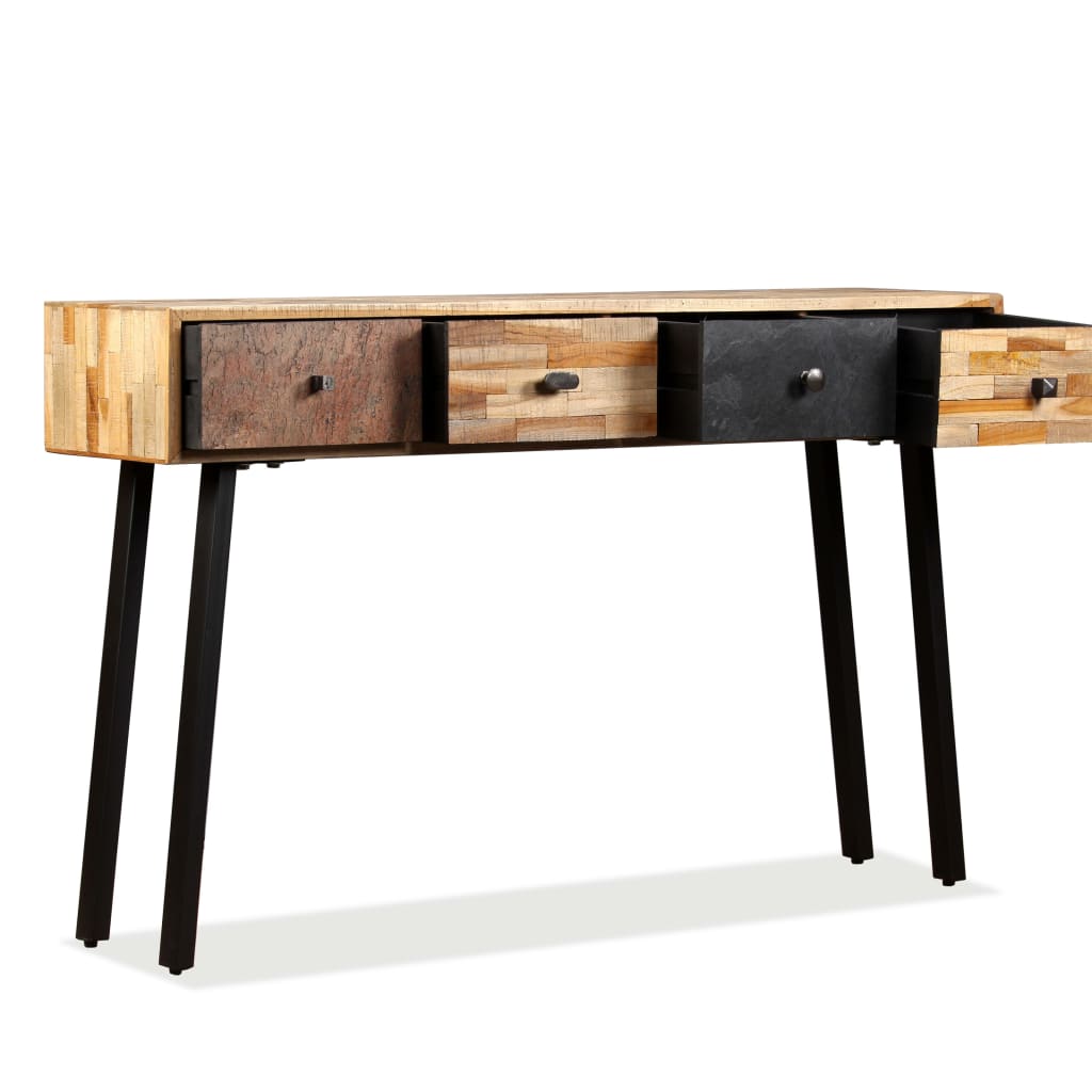 Mesa Consola De Teca Maciza Reciclada 120x30x76 Cm_3