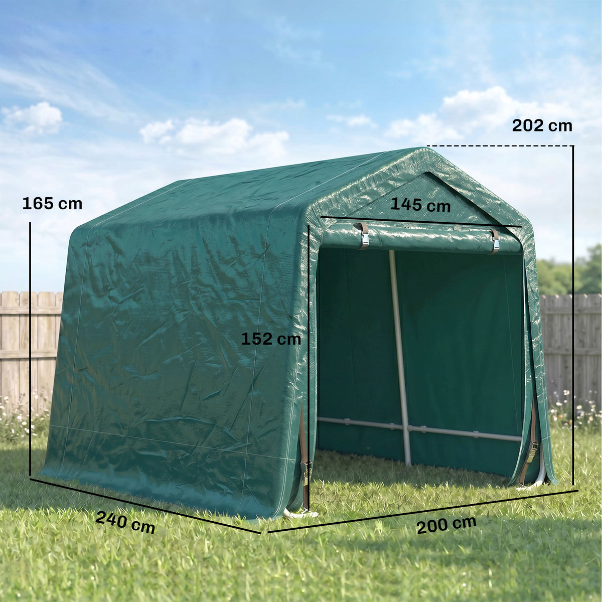 Outsunny Carpa De Jardín Exterior 2,4x2x2 M Con 2 Puertas Con Cremallera Verde_2
