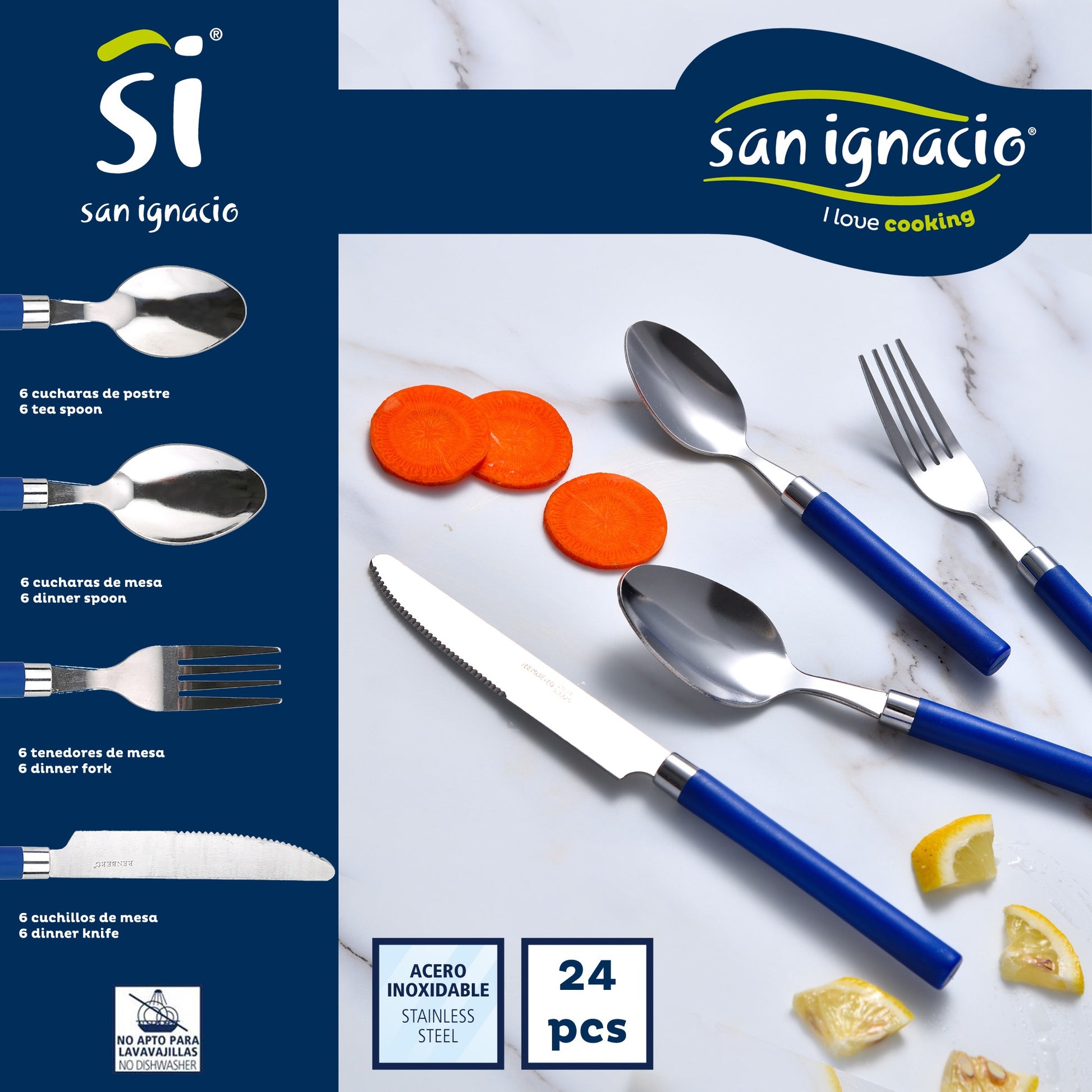 Pack Batería De Cocina 5 Piezas + Set De Cubertería 24pc En Acero Inoxidable_4