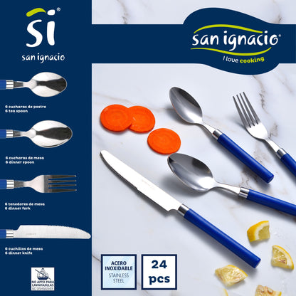 Pack Batería De Cocina 5 Piezas + Set De Cubertería 24pc En Acero Inoxidable_4