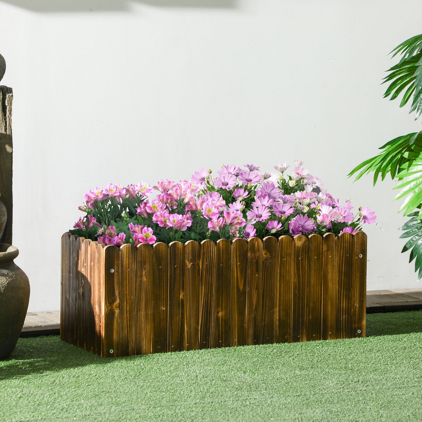 Outsunny Jardinera De Madera Rectangular Con Orificio De Drenaje 80x30x30 Cm_1