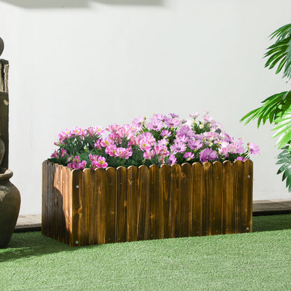 Outsunny Jardinera De Madera Rectangular Con Orificio De Drenaje 80x30x30 Cm_1