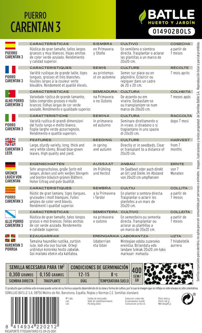 Sementes de Alho Francês Grosso Carentan 3 Batlle