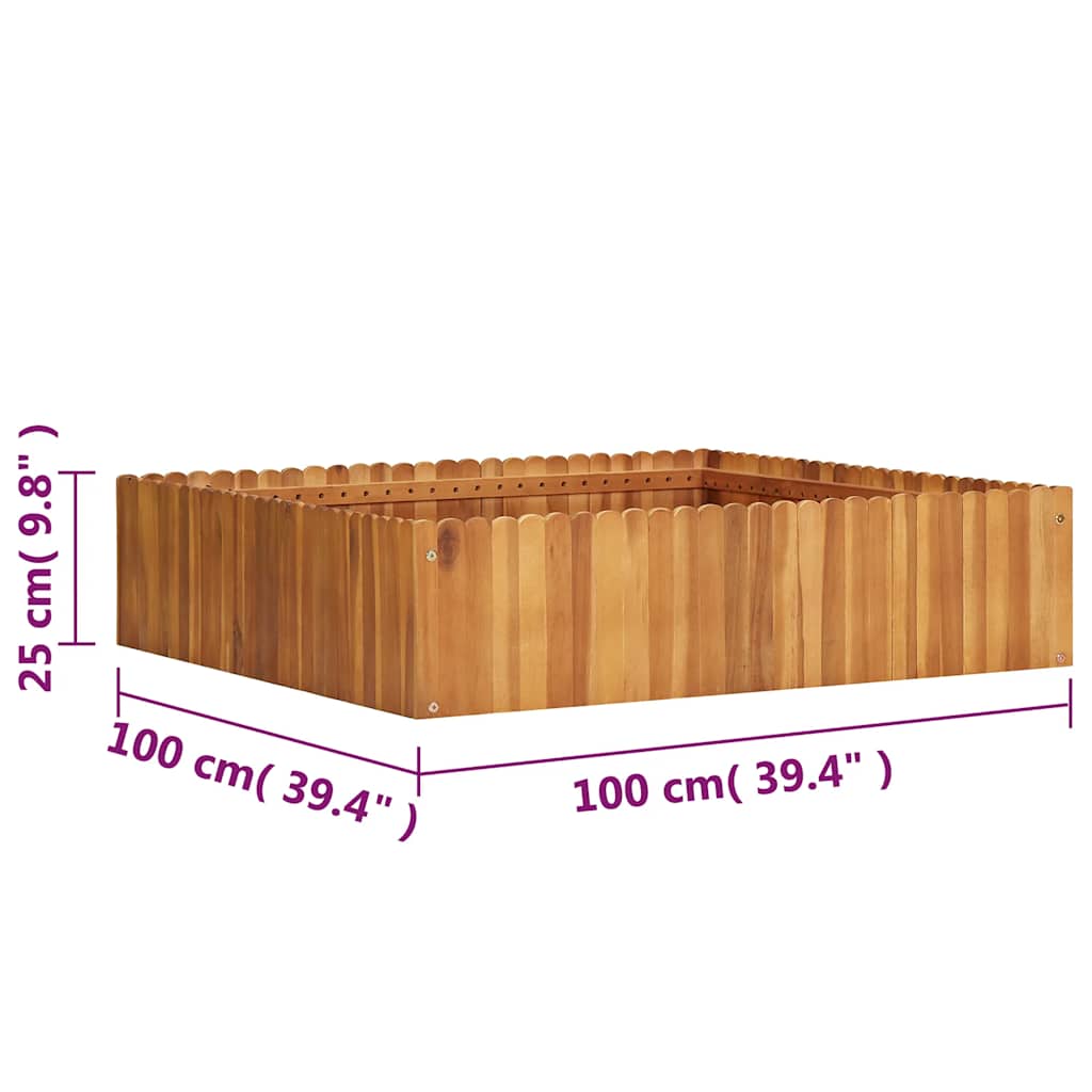 Arriate De Madera Maciza De Acacia 100x100x25 Cm_4