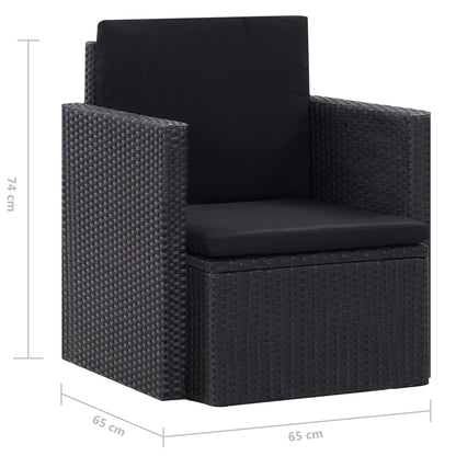 Vidaxl Sillón De Jardín Con Cojines Ratán Sintético Negro_5